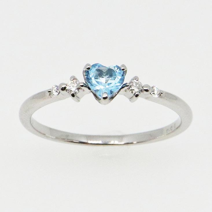 K10ホワイトゴールド ブルートパーズ ハートシェイプカット ハート ダイヤ リング 指輪 fefプライス | 