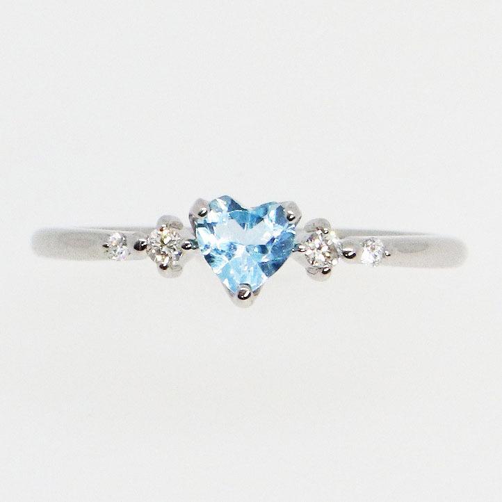 K10ホワイトゴールド ブルートパーズ ハートシェイプカット ハート ダイヤ リング 指輪 fefプライス |  | 01