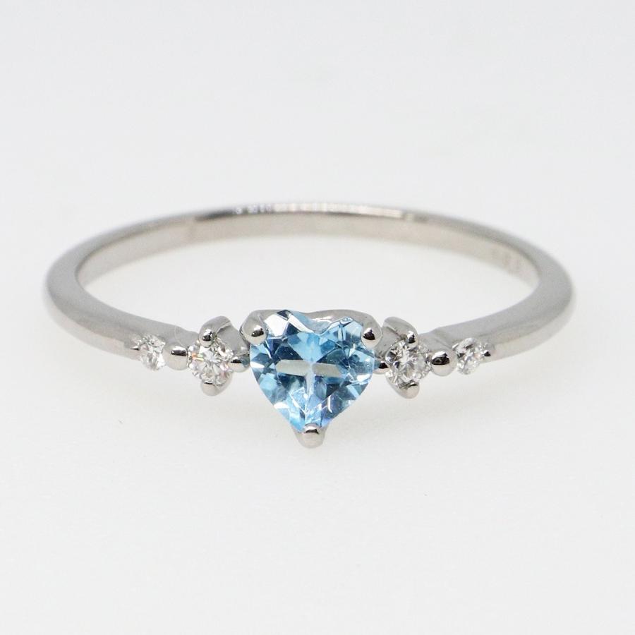 K10ホワイトゴールド ブルートパーズ ハートシェイプカット ハート ダイヤ リング 指輪 fefプライス |  | 02