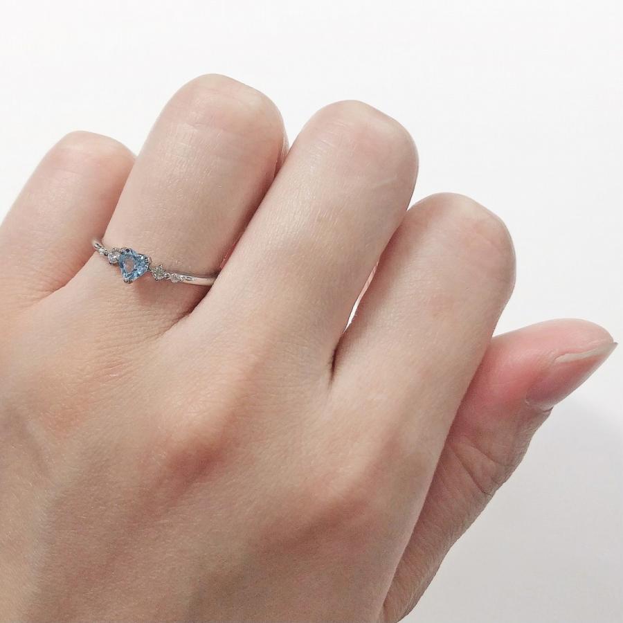 K10ホワイトゴールド ブルートパーズ ハートシェイプカット ハート ダイヤ リング 指輪 fefプライス |  | 06