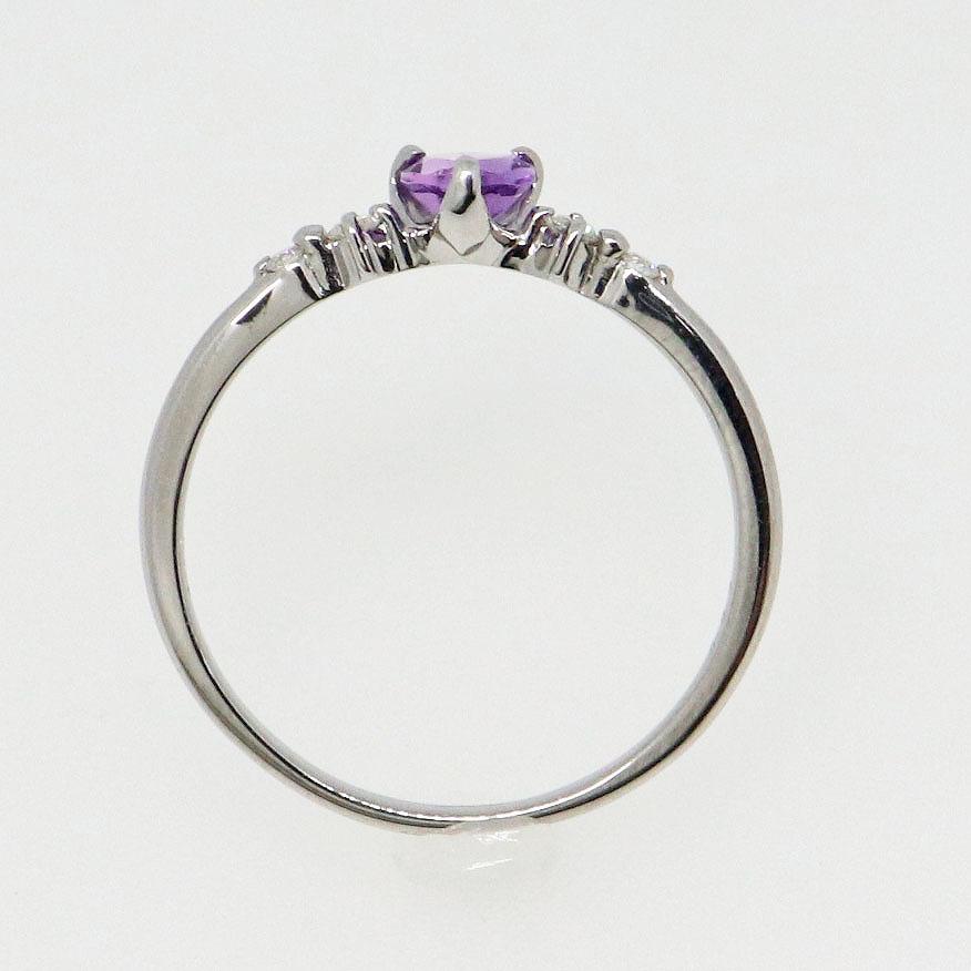 K10ホワイトゴールド アメジスト 2月 誕生石 ハートシェイプカット ハート ダイヤ リング 指輪 fefプライス |  | 04