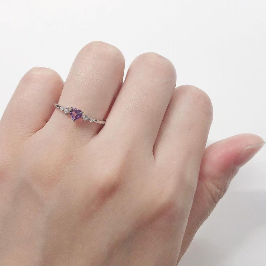 K10ホワイトゴールド アメジスト 2月 誕生石 ハートシェイプカット ハート ダイヤ リング 指輪 fefプライス |  | 06