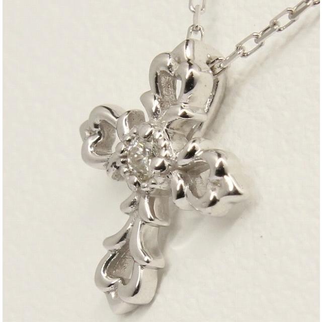 K10ホワイトゴールド 天然ダイヤモンド ダイヤ 十字架 クロス ネックレス fefプライス |  | 01