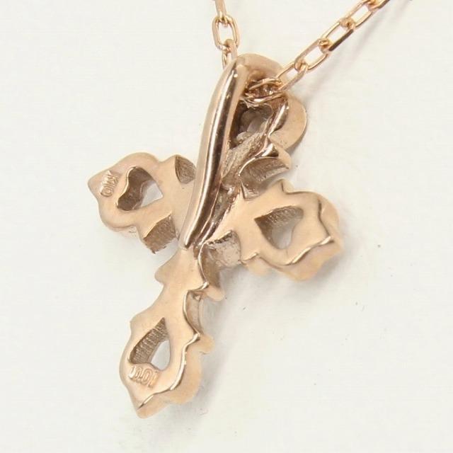 K10ピンクゴールド 天然ダイヤモンド ダイヤ 十字架 クロス ネックレス fefプライス |  | 02