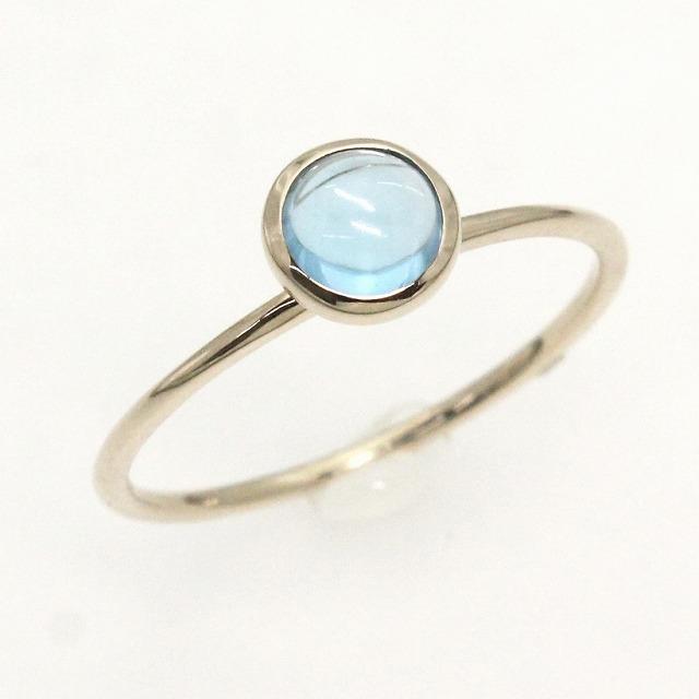 K10イエローゴールド ブルートパーズ カボション 11月 誕生石 重ね着けリング 指輪 fefプライス | 