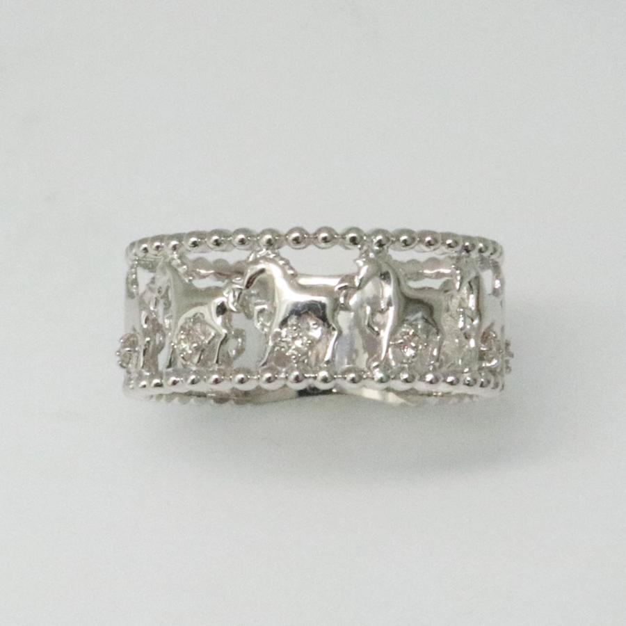 K10 ホワイトゴールド ダイヤリング 馬モチーフ うまくいく fefプライス |  | 01