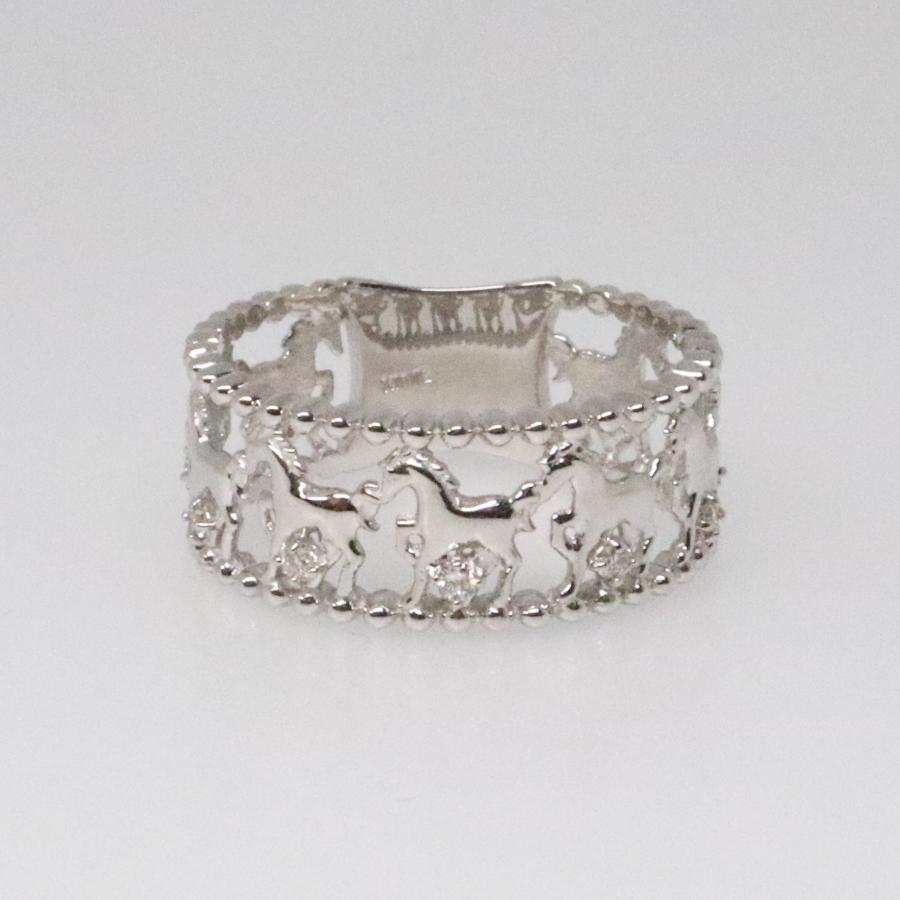 K10 ホワイトゴールド ダイヤリング 馬モチーフ うまくいく fefプライス |  | 02