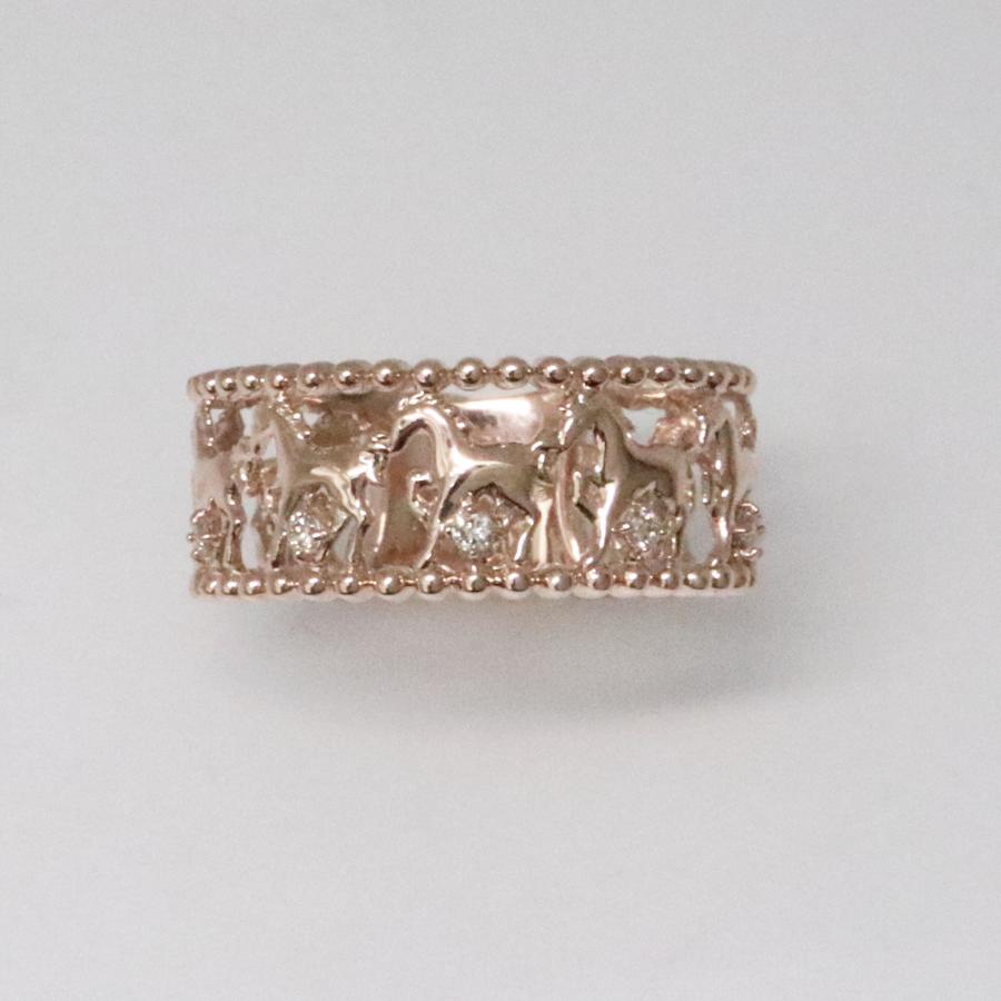 K10 ピンクゴールド ダイヤリング 馬モチーフ うまくいく fefプライス |  | 01