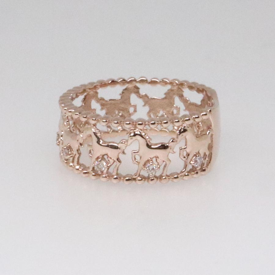 K10 ピンクゴールド ダイヤリング 馬モチーフ うまくいく fefプライス |  | 03