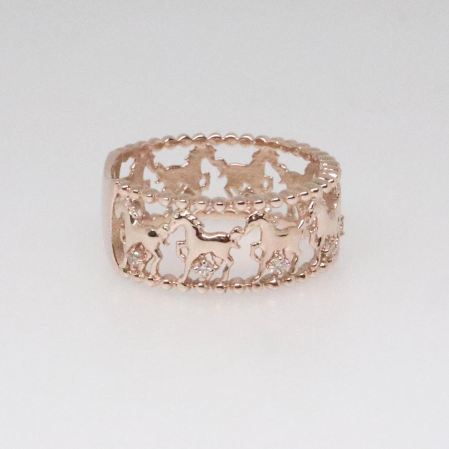 K10 ピンクゴールド ダイヤリング 馬モチーフ うまくいく fefプライス |  | 04