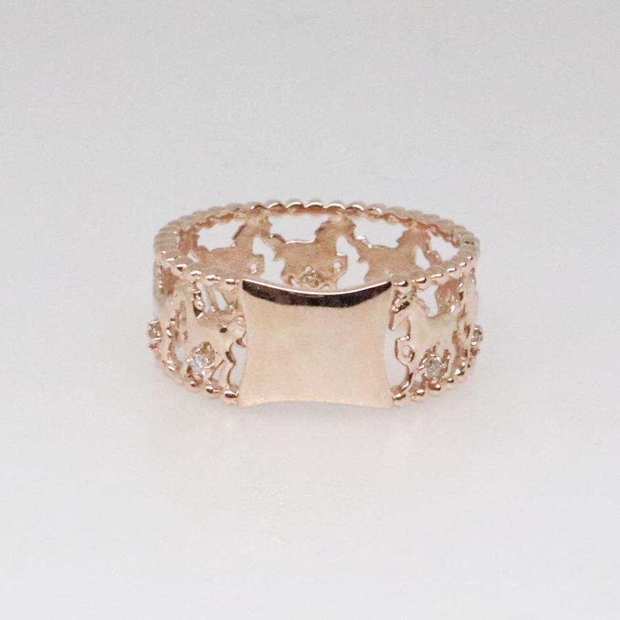 K10 ピンクゴールド ダイヤリング 馬モチーフ うまくいく fefプライス |  | 05