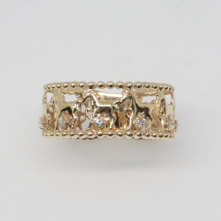 K10 イエローゴールド ダイヤリング 馬モチーフ うまくいく fefプライス |  | 01