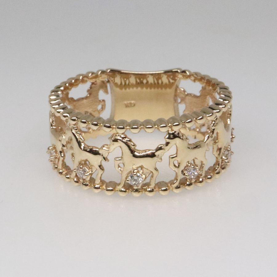 K10 イエローゴールド ダイヤリング 馬モチーフ うまくいく fefプライス |  | 02