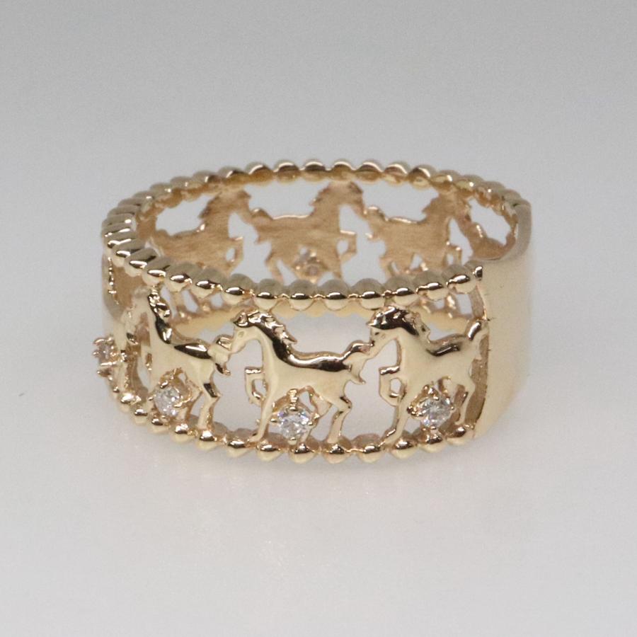 K10 イエローゴールド ダイヤリング 馬モチーフ うまくいく fefプライス |  | 03