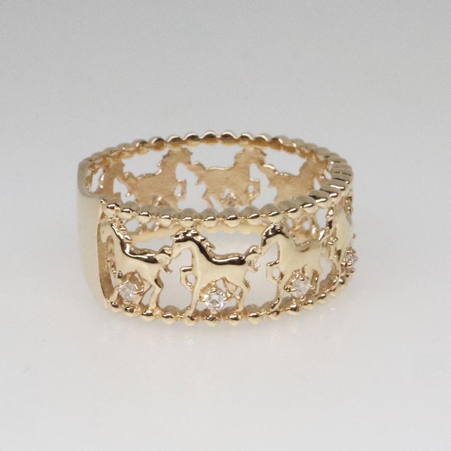 K10 イエローゴールド ダイヤリング 馬モチーフ うまくいく fefプライス |  | 04