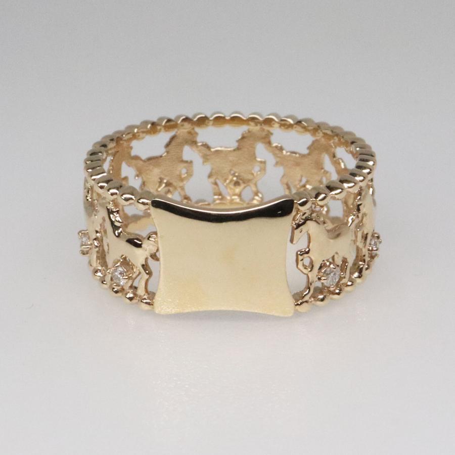 K10 イエローゴールド ダイヤリング 馬モチーフ うまくいく fefプライス |  | 05