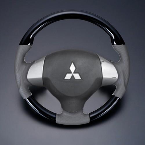 タウンボックス DS17W系 ピアノブラック×ベージュ ガングリップ ウッド パンチング本皮調レザーステアリング 高品質 / フェガーリ FEGGARI