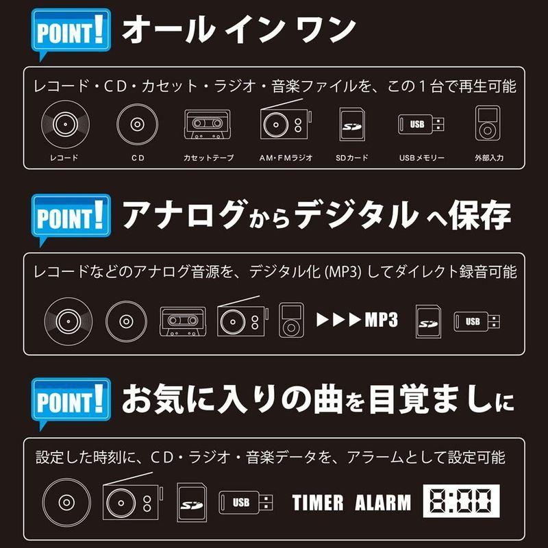 ベルソス マルチレコードプレーヤー レコード カセット CD ラジオ USB SD 外部音源 再生/録音可能 ステレオ ブラウンウッド調 M マルチレコードプレーヤー レコード カセット CD ラジオ USB SD 外部音源 再生/録音可能 ステレオ ブラウンウッド調