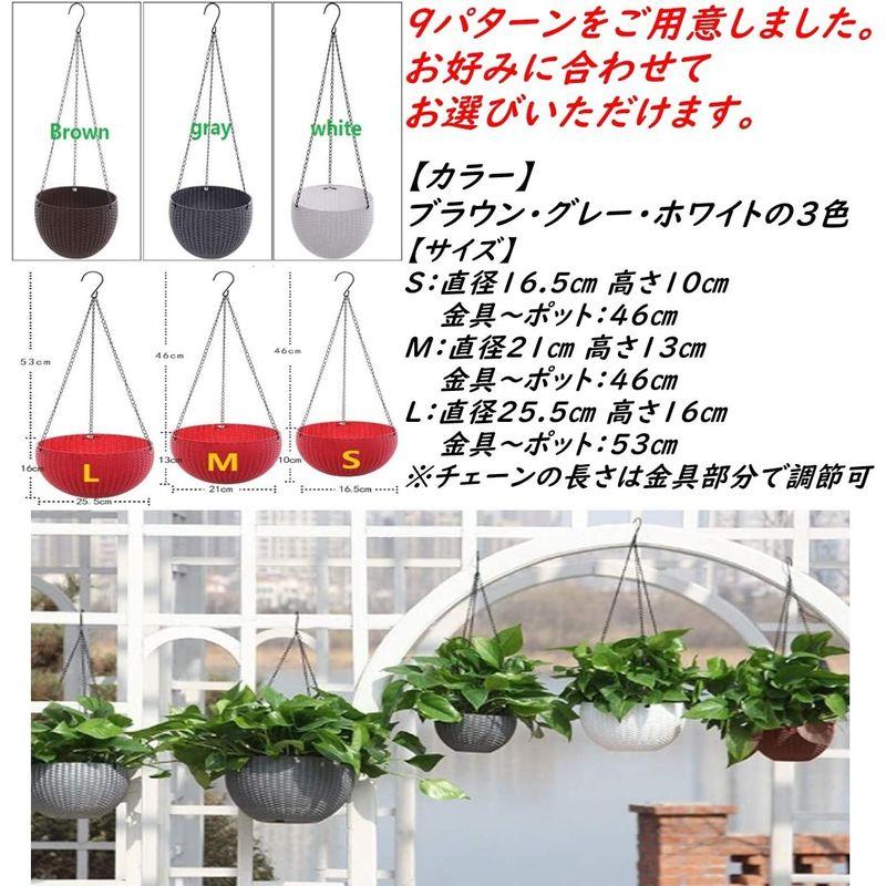 好評好評ハンギングバスケット ハンギングポット ハンギングプランター 植木鉢 丸 吊り下げ チェーン付き (小, グレー) 鉢底石、軽石 PATIKIL 125 mm プラントポットホールパッド 50個 不織布 フラワーシェイプ 盆栽ボトム土壌マット グリーン