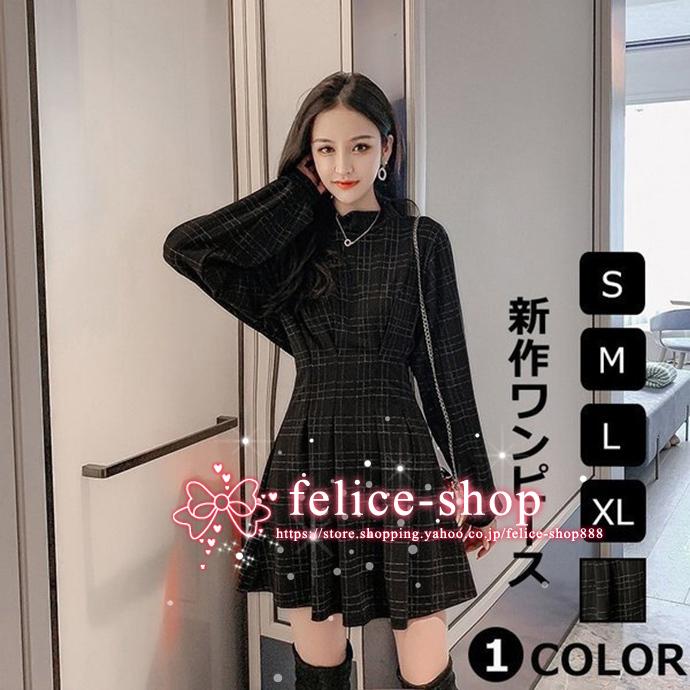 フレアワンピース チュニック レディース ミニワンピース グレンチェック黒ワンピース チェックワンピ チュニックワンピ ブラック エレガント 着痩せ 長袖 Xl Felidrs2743 Feliceショップ 通販 Yahoo ショッピング