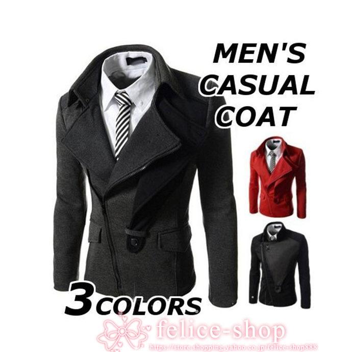 Pコートメンズおしゃれブランド黒無地スプリングコートコートジャケットアウター大きいサイズ春夏40代50代 Pコート サイズ M Ss相当