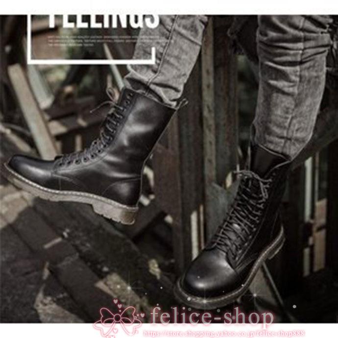 一流の品質 ブーツメンズミリタリーブーツ長靴ワークブーツカッコイイヒップホップトリート系靴シューズ ワークブーツ カラー ブラック Www We Job Com