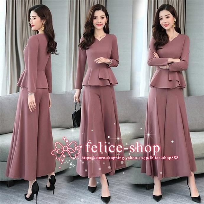 セットアップ レディース 2点セット ワイドパンツ フォーマル パンツドレス 結婚式 二次会 きれいめ ガウチョパンツ 40代 大人 上品 通勤 Ol 母親 卒業式 入学式 激安本物