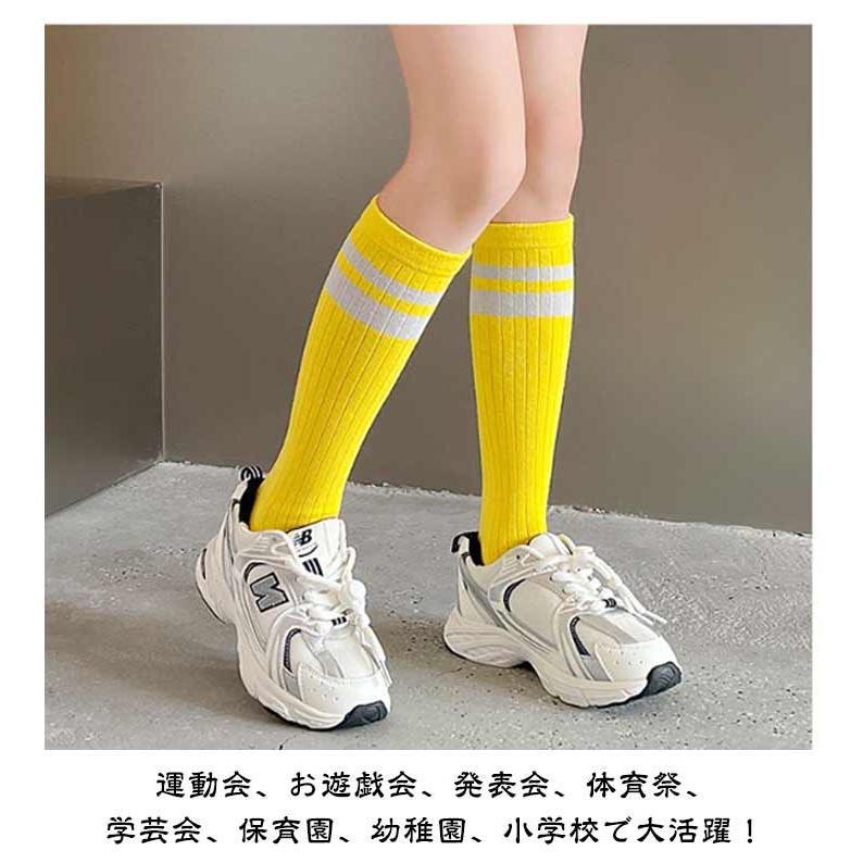 子供 靴下 キッズ ハイソックス 2足セット ラインソックス カラフル
