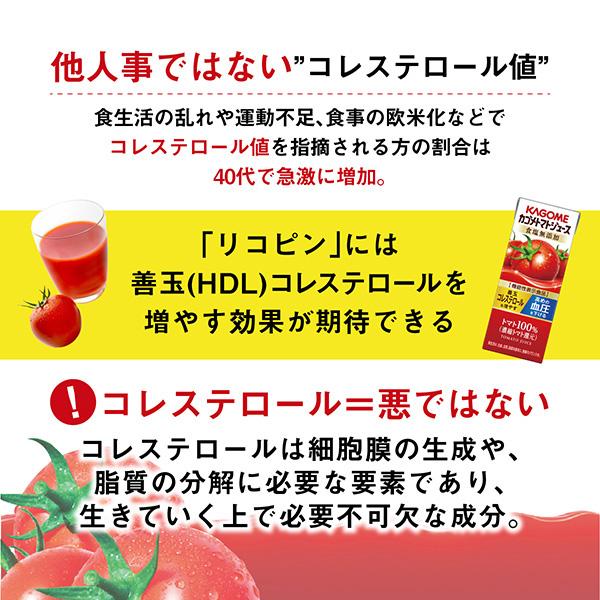 機能性表示食品 カゴメ トマトジュース 食塩無添加 200ml 紙パック 24本×3ケース（72本） 送料無料｜felicity-y｜02