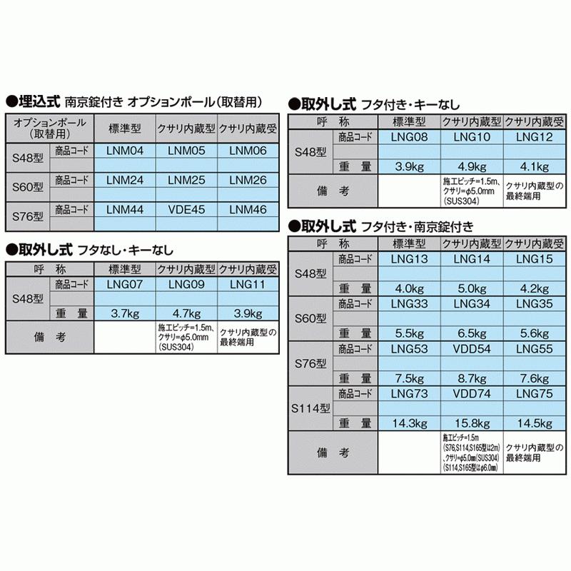 スペースガード 固定式 S60型 標準型 ステンレス製 LNG36 ポール