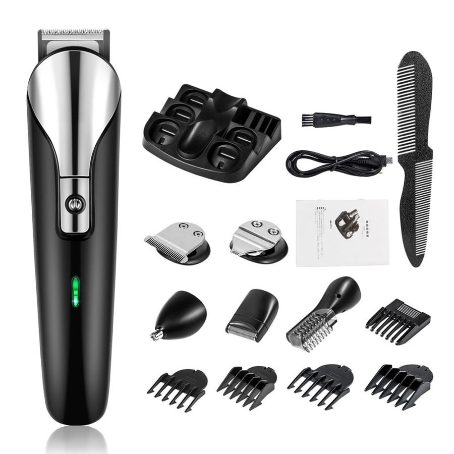 【送料無料】バリカン 6 in 1多機能性 電動バリカン 電気シェーバー USB充電式 髪鼻顔カッター 水洗いOK 父の日 ちちのひ | 