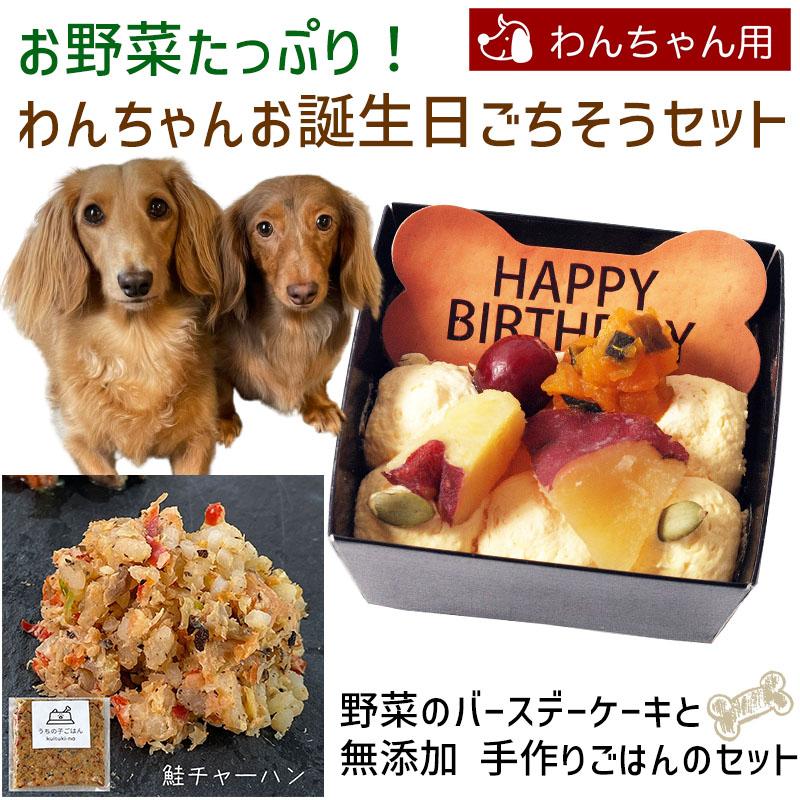 お野菜たっぷり わんちゃんお誕生日ごちそうセット 野菜のバースデーケーキと手作り 犬用ごはん 鮭チャーハンのセット 送料無料 Md 誕生日ケーキのお店フェリスプラス 通販 Yahoo ショッピング