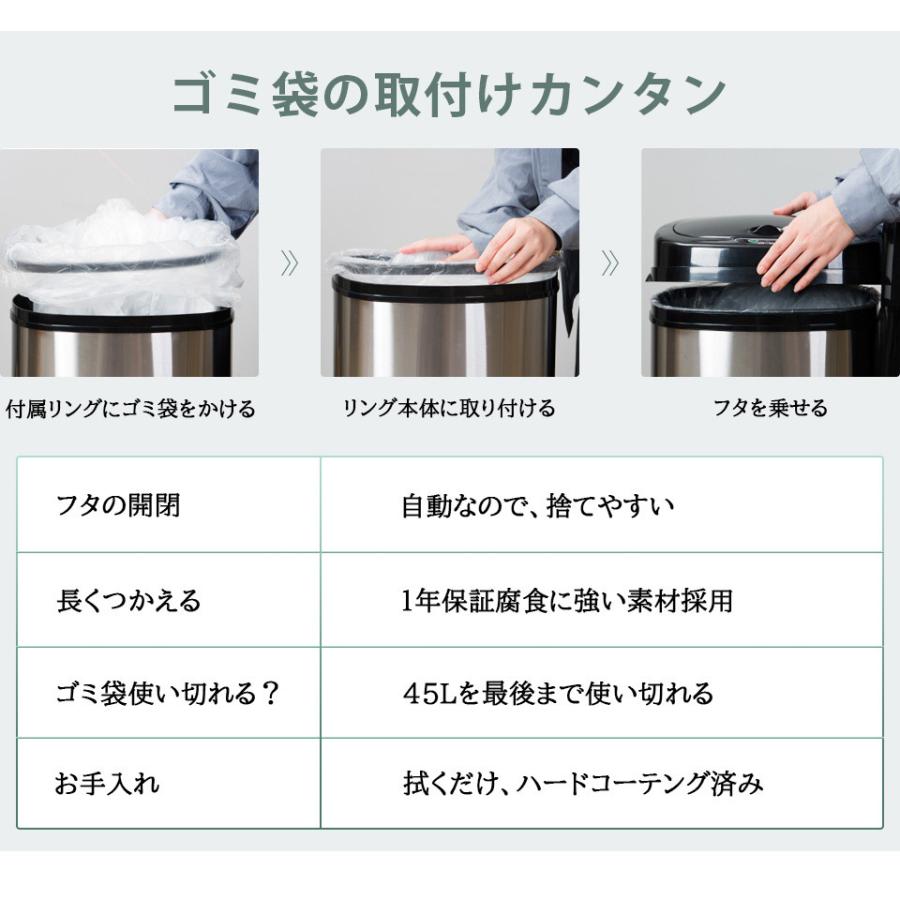 全店5%OFFクーポン配布】ゴミ箱 自動開閉 45L ふた付き 大容量 全店5%OFFクーポン配布】ゴミ箱 自動開閉 45L ふた付き 大容量
