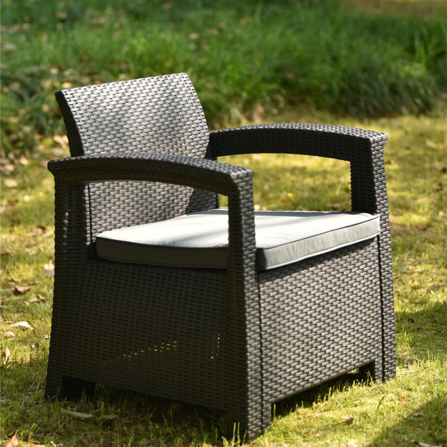 ガーデンファニチャー 3点 ガーデンテーブル チェア 3点セット ラタン