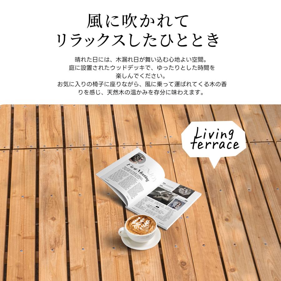 【13点セット】ウッドデッキ 天然木 キット ウッドパネル 家具ガーデンファニチャーバルコニー ベランダ 北欧 キットウッド ベランダ 踏み台付 キットウッド_2