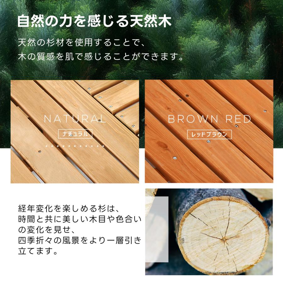 【13点セット】ウッドデッキ 天然木 キット ウッドパネル 家具ガーデンファニチャーバルコニー ベランダ 北欧 キットウッド ベランダ 踏み台付 キットウッド_5