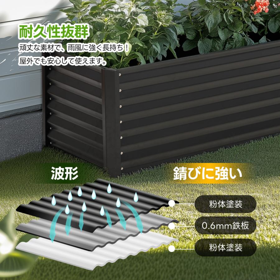 レイズドベッド ガーデンベッド L200×W50×H45cm 大型 腐らない 庭 野菜