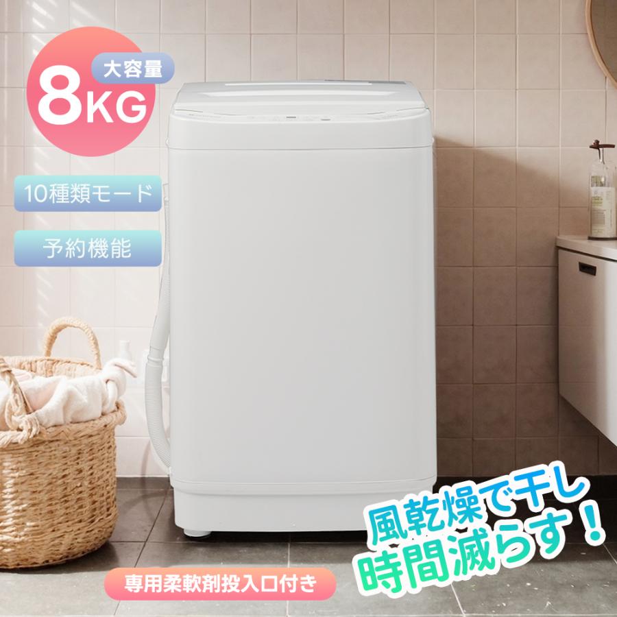 縦型洗濯機 家庭用 8kg 大容量 洗濯機 全自動洗濯機 大型 洗濯 風乾燥