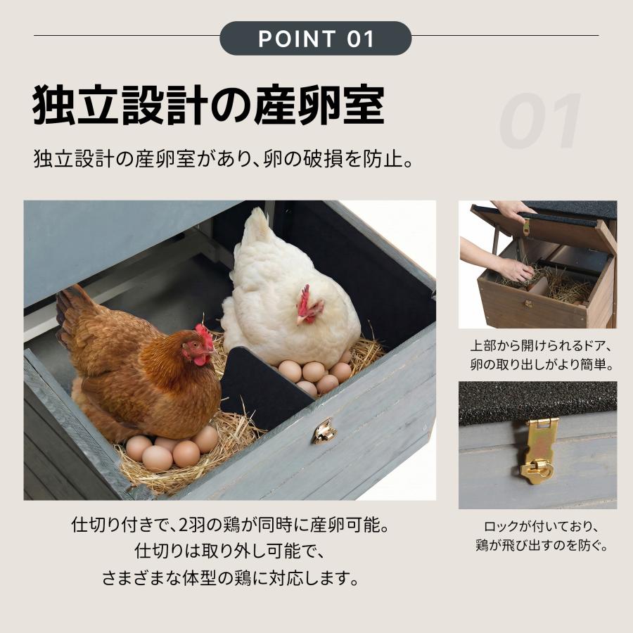鶏小屋 鶏ケージ 4-6羽用 屋外 大型 鶏舎 産卵箱付き 窓付き 防雨 防風