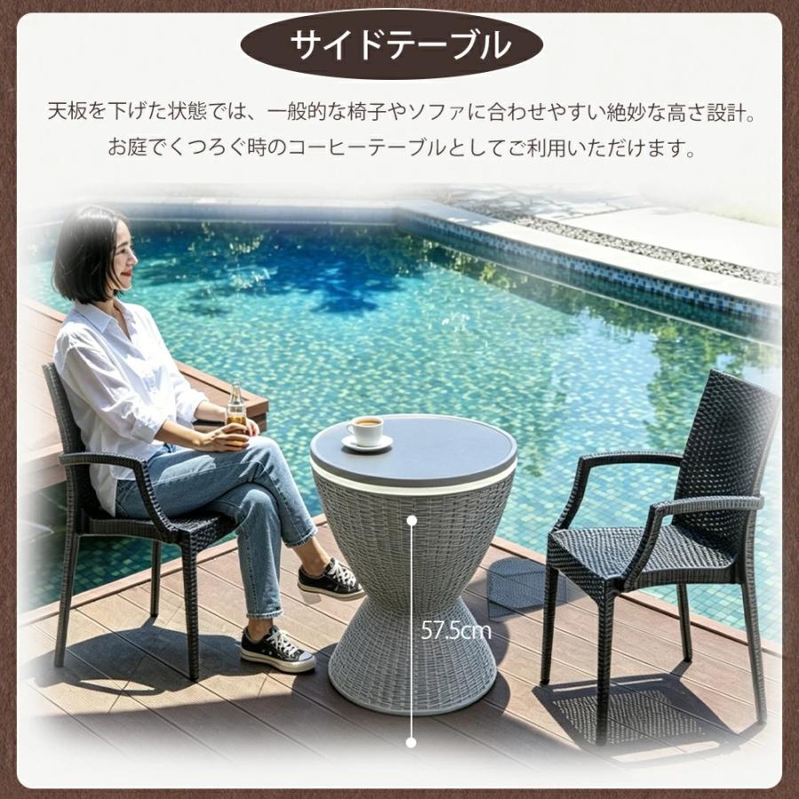 ガーデンテーブル クーラーボックス付き 昇降式 高調節可 ドリンク収納 ベランダ ガーデンテーブル クーラーボックス付き 昇降式 高さ調節可能 ドリンク
