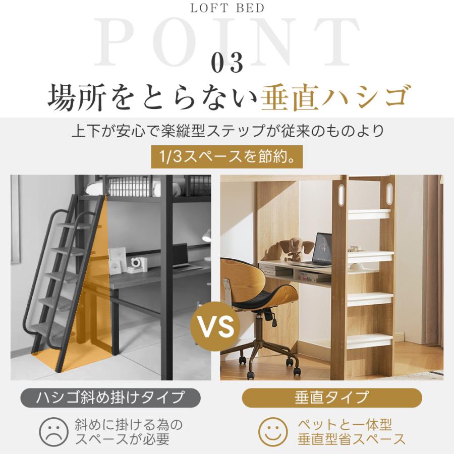 ロフトベッド シングル デスク付き 多機能システムベッド ハンガー