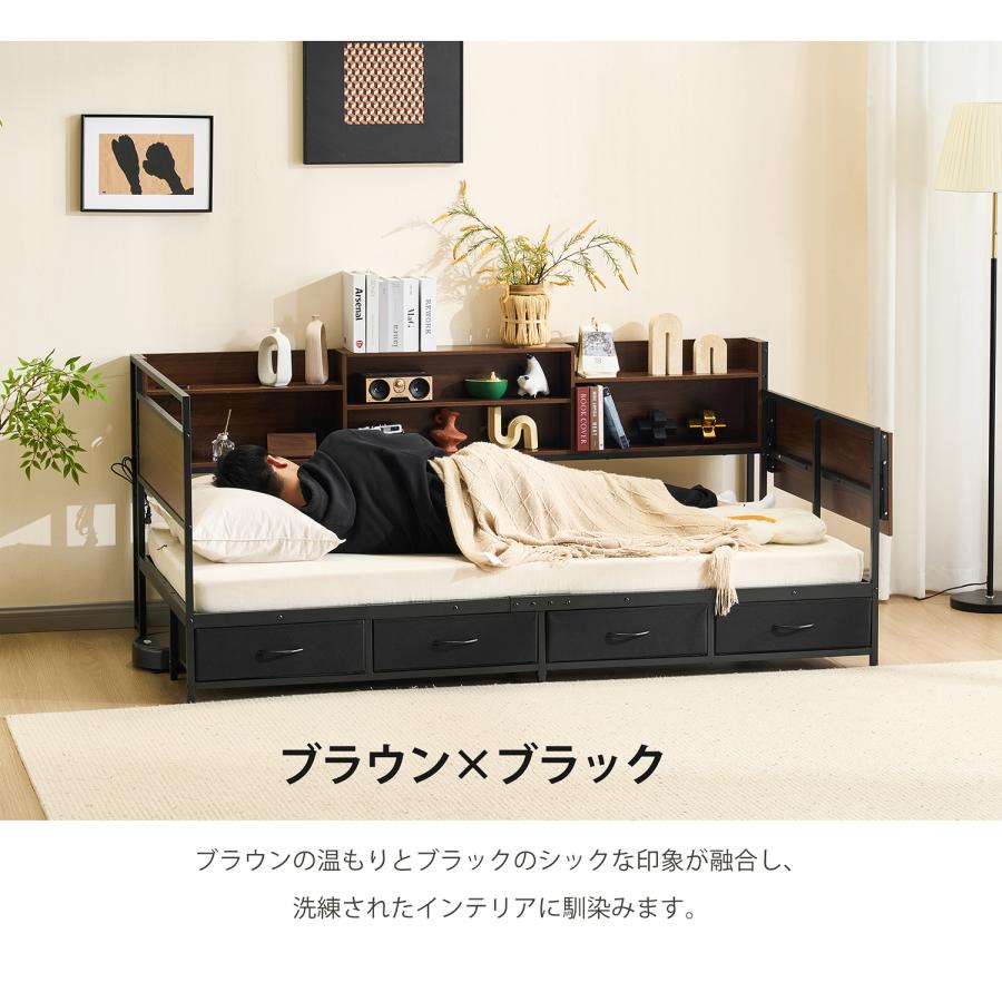 システムベッド シングル 引き出し付き 折りたたみデスク付き ロー