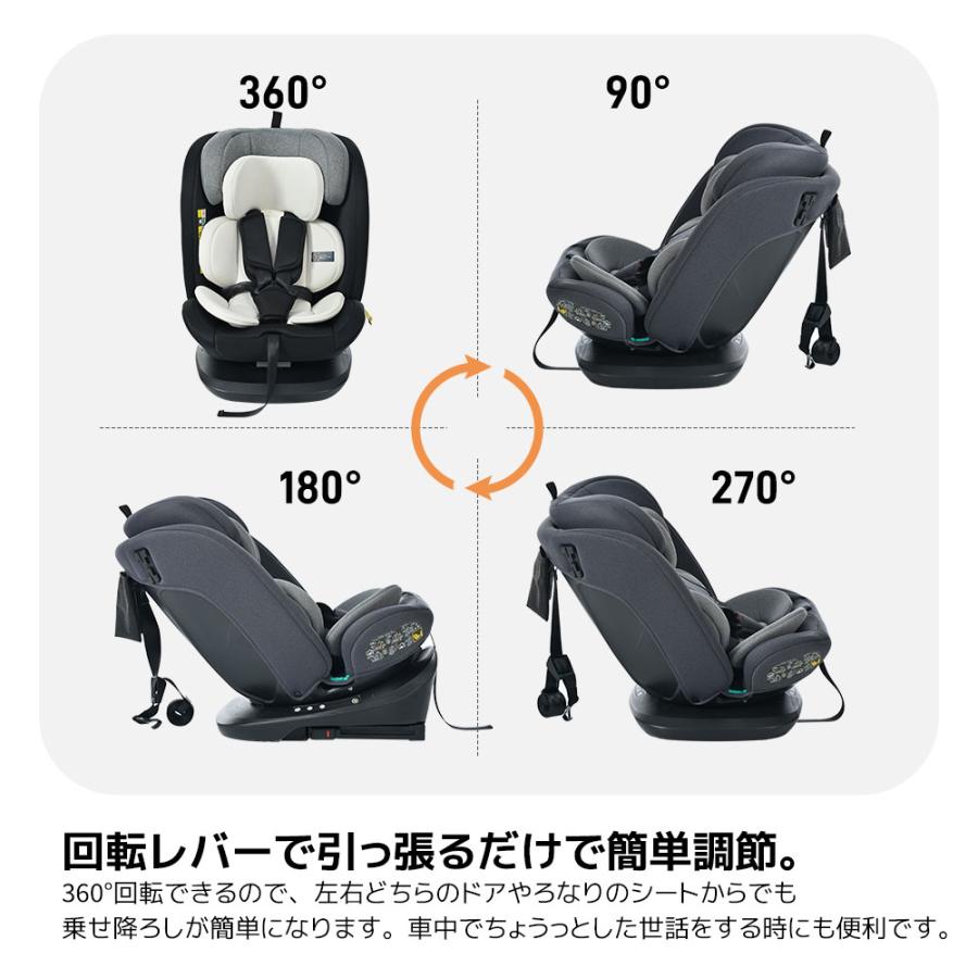 【10/13 本日限定】チャイルドシート 360度 回転式 ISOFIXグレー チャイルドシート 新生児 ISOFIX 0歳〜12歳 360度回転式 40