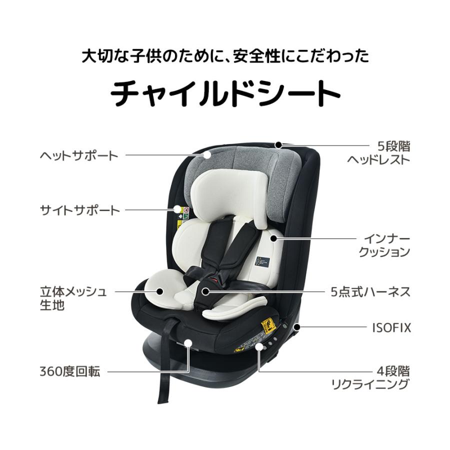 チャイルドシート 新生児 ISOFIX 0歳〜12歳 360度回転式 40〜150cm