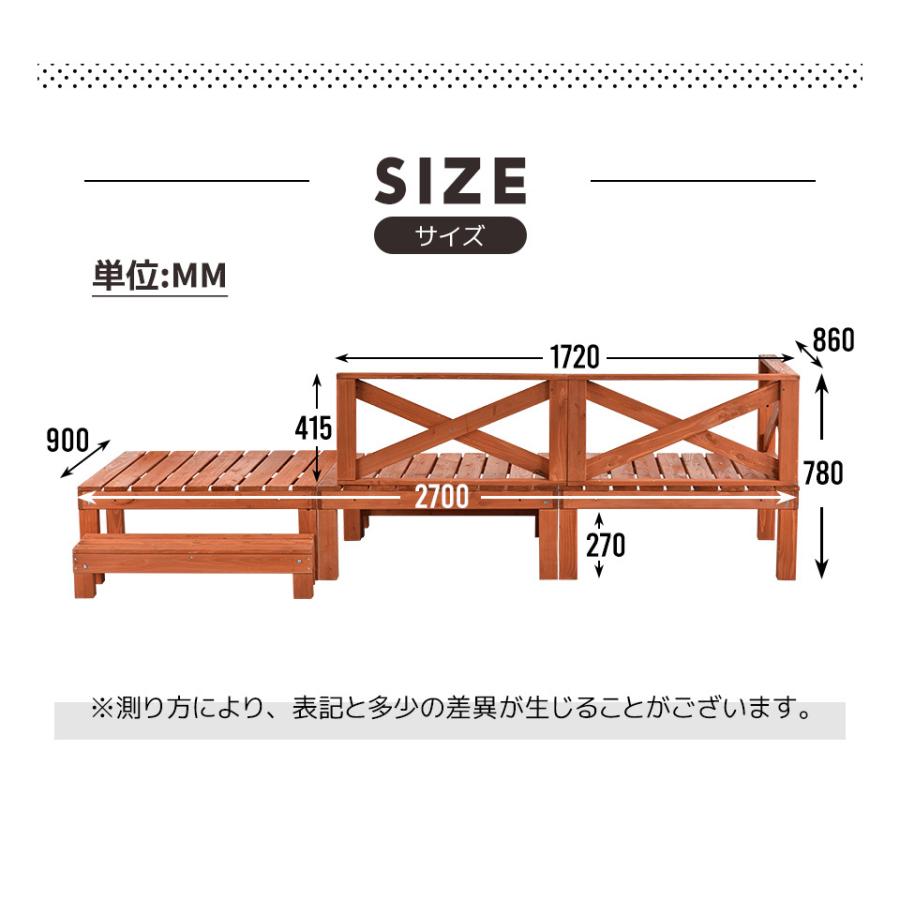 ウッドデッキ 屋根 天然木 6点セット 0.75坪 ウッドパネル 家具ガーデンファニチャーバルコニー ベランダ 踏み台付 新生活｜felizlar｜14