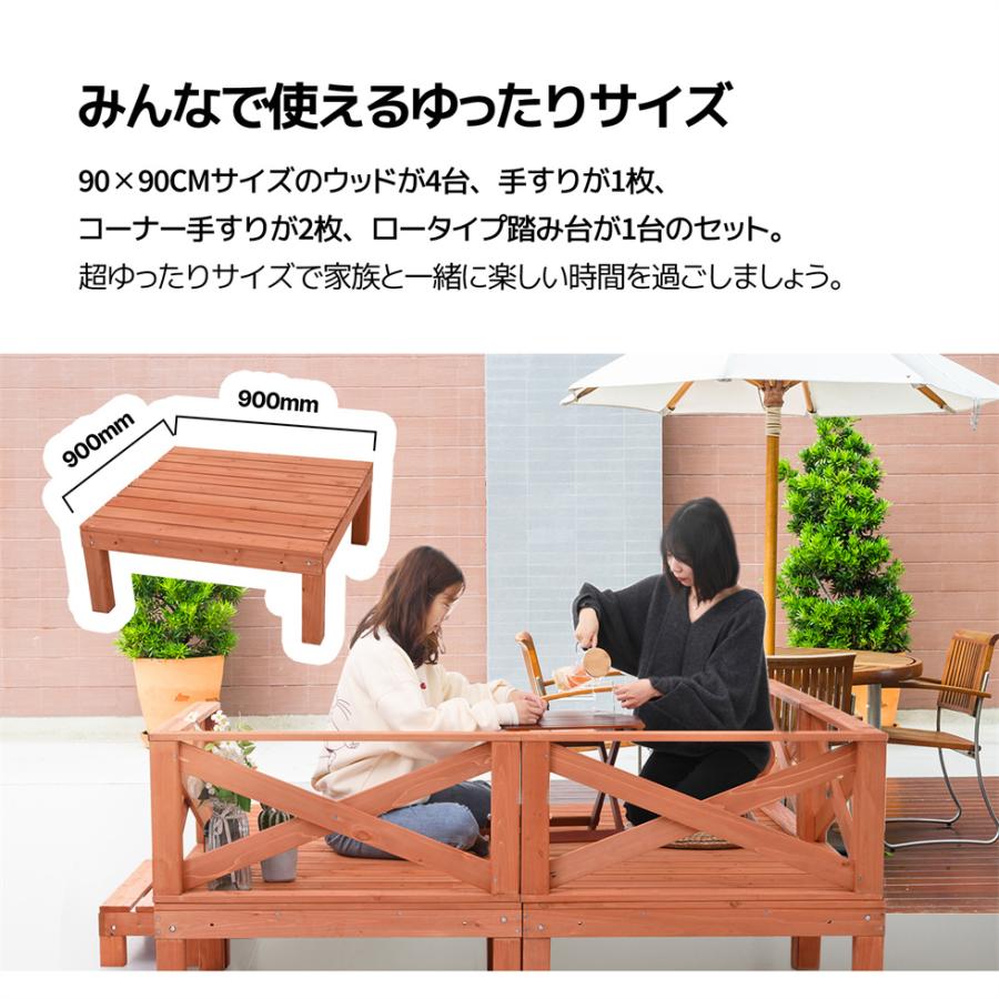 ウッドデッキ 天然木 8点セット1坪 ウッドパネル 家具ガーデン