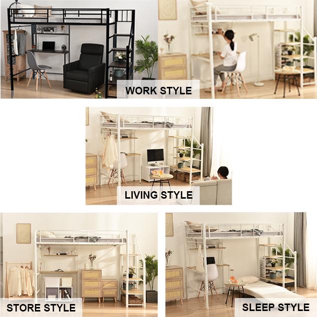 OSJロフトベッド シングル コンセント付き 宮棚 机付き パイプベッド 収納棚 Amazon｜【デスク付き】OSJロフトベッド シングル コンセント付き 宮棚