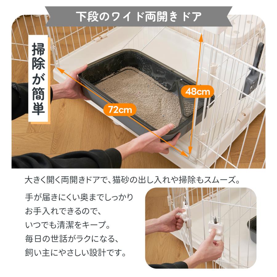 猫 ケージ 3段 大型 自由組替え キャットケージ 高さ174cm 猫ドア付き