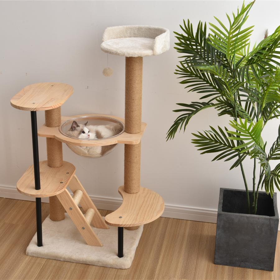 爆買WEEK☆5%OFFクーポンあり】キャットタワー 据え置き 木製 宇宙船