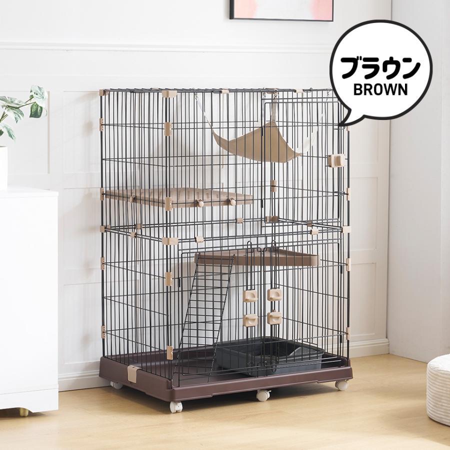 ボナースストア+5%】猫 ケージ 2段 猫ドア付き キャスター付き